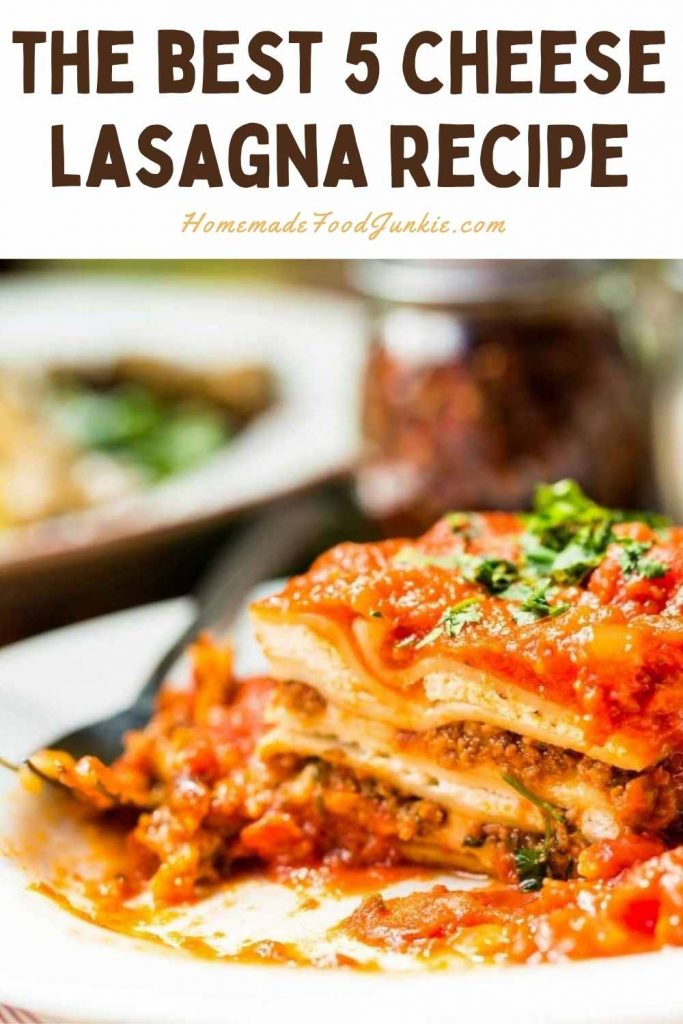 the best 5 cheese lasagna recipe-pin image