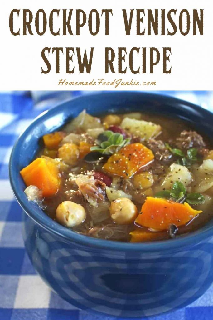 crockpot venison stew recipe-pin image
