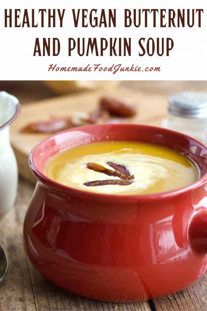 healthy vegan butternut and pumpkin soup-pin image