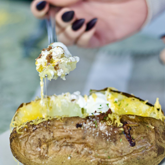 Easy Air Fryer Baked Potatoes 4 forkful of air fryer baked potatoes