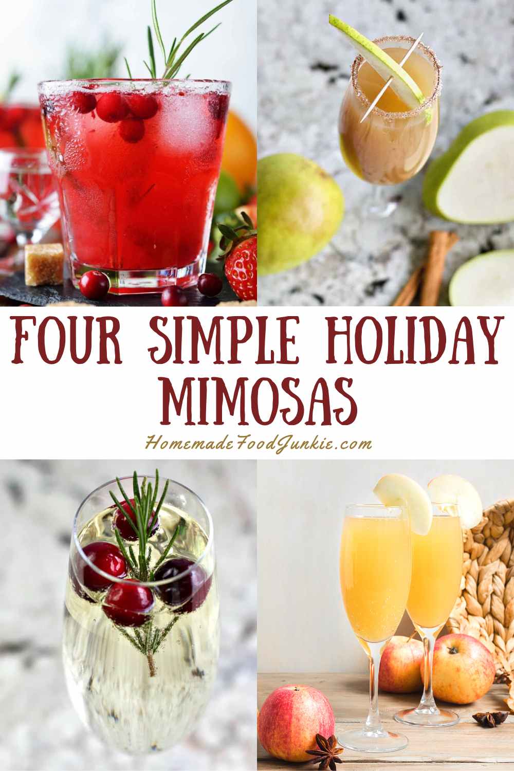 four simple holiday mimosas-pin image