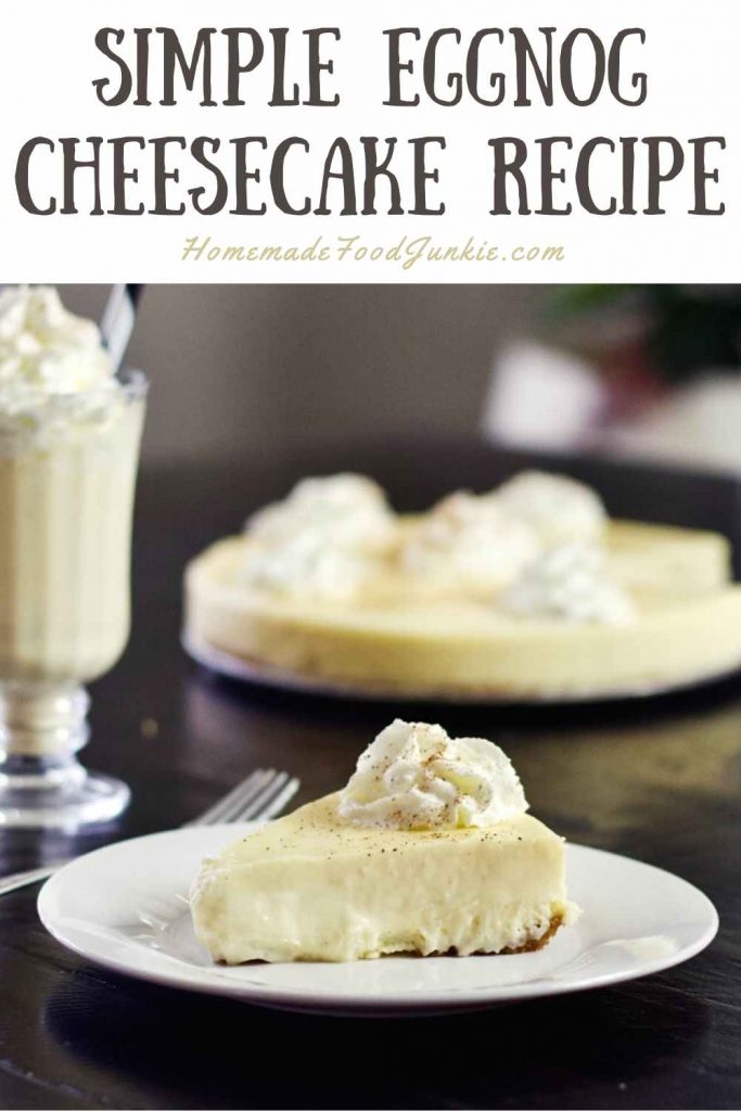 simple eggnog cheesecake recipe-pin image