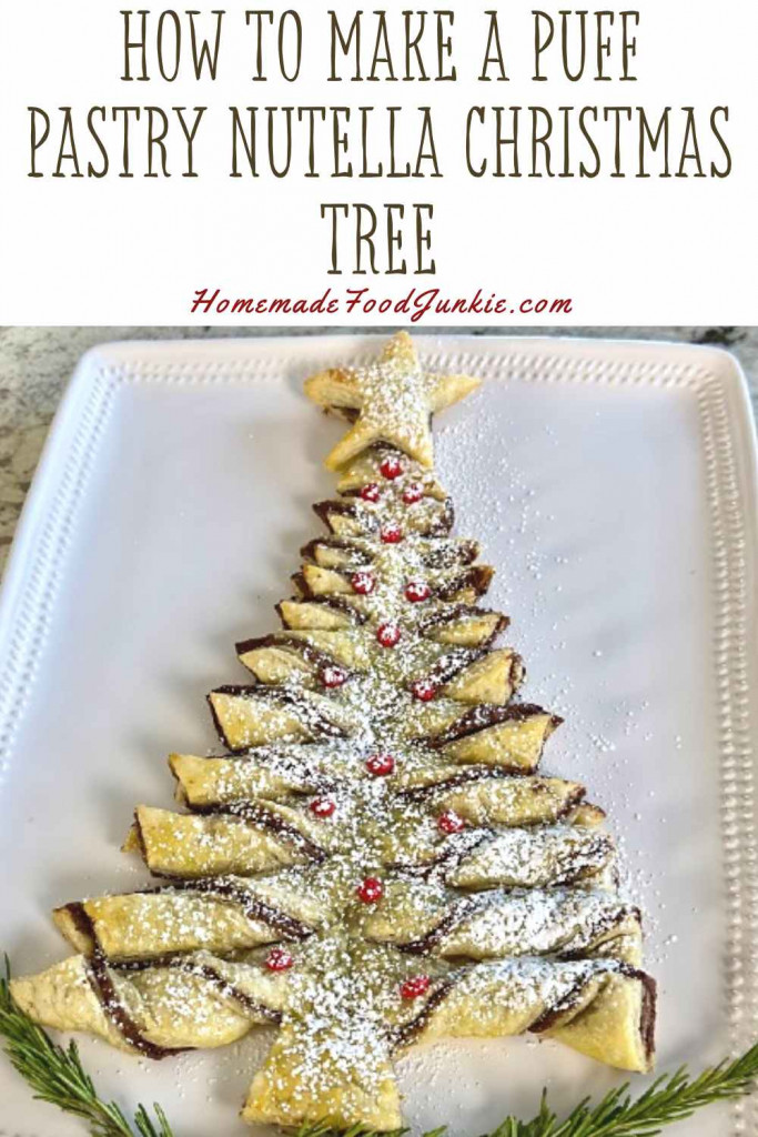 Nutella Christmas Tree Pastry 11 how to make a puff pastry nutella christmas tree-pin image
