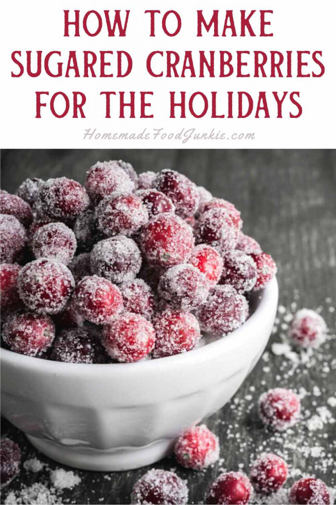 how to make sugared cranberries for the holidays-pin image