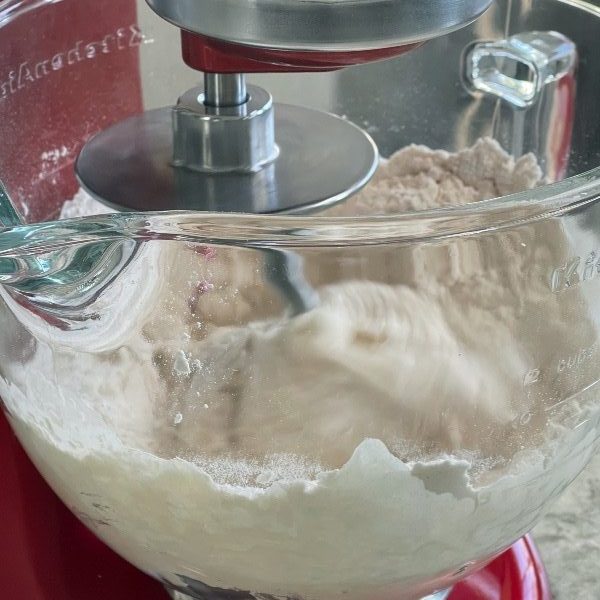 mixing sourdough pizza crust