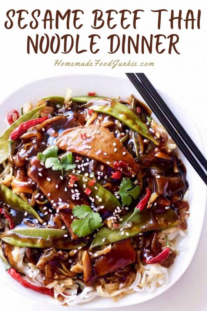 Sesame Beef Thai noodle dinner 6 sesame beef thai noodle dinner-pin image