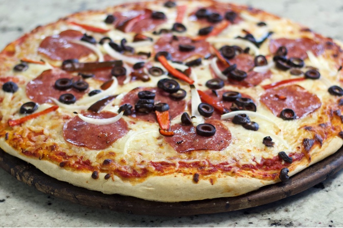 baked sourdough pizza