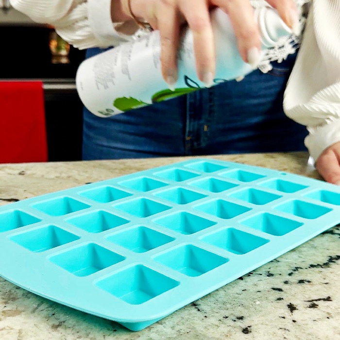 spraying oil into jello molds