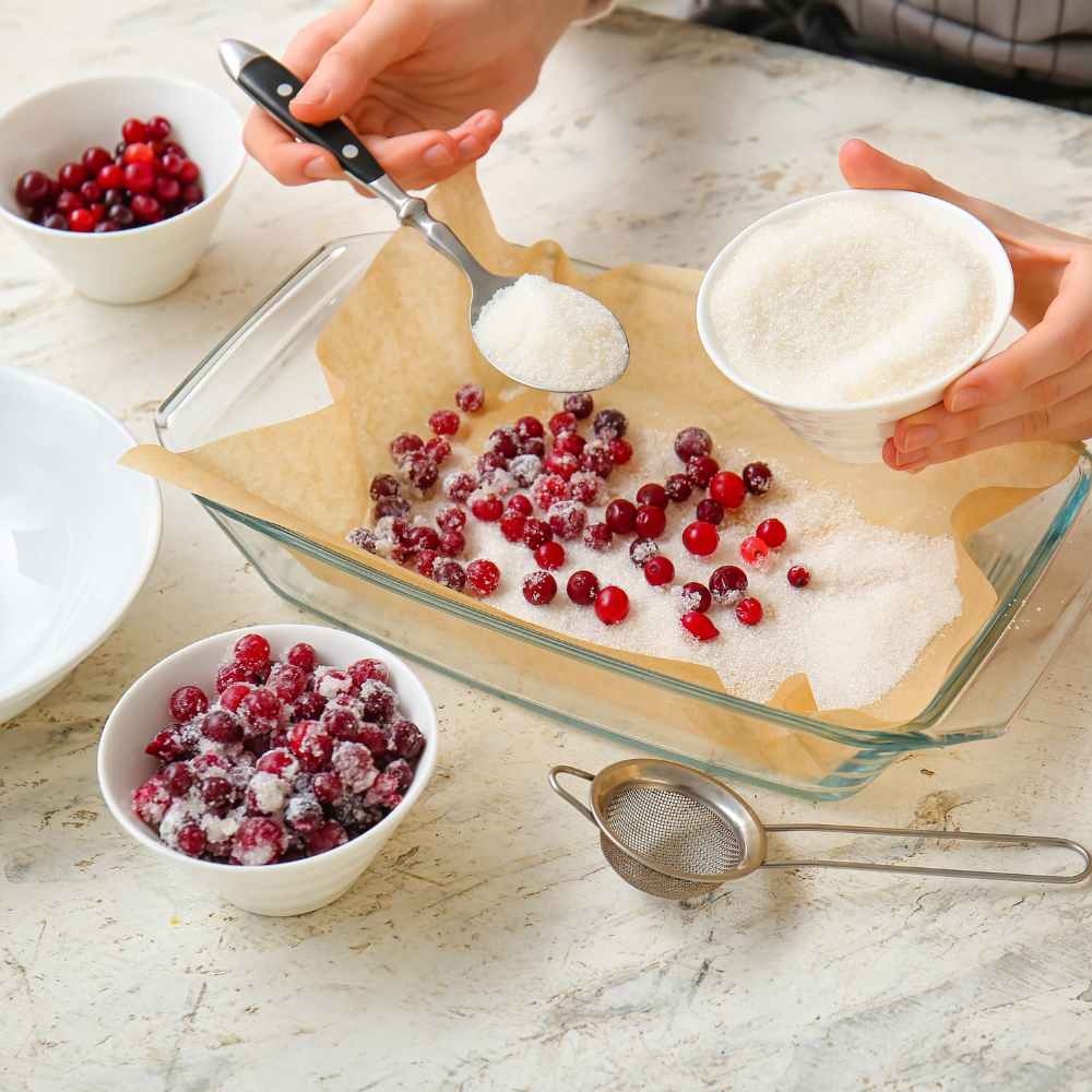 sugaring cranberries