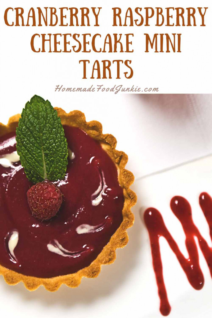 cranberry raspberry cheesecake mini tarts-pin image