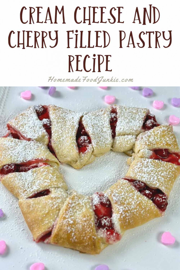 cream cheese and cherry filled pastry recipe-pin image