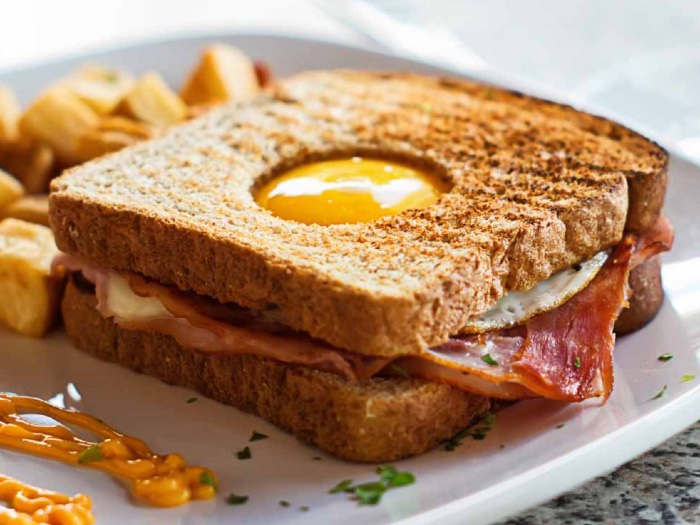 double decker eggs in a hole.