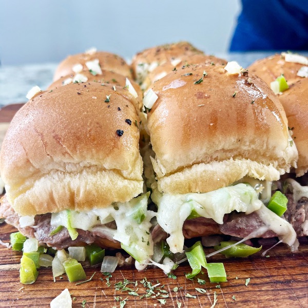 Philly cheesesteak sliders