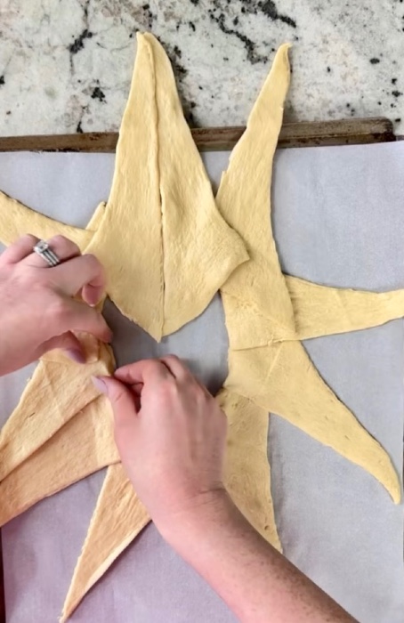 assembling the sweetheart pastry