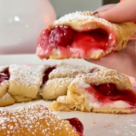 close up of sweet heart pastry filling