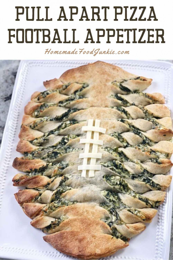 pull apart pizza football appetizer-pin image