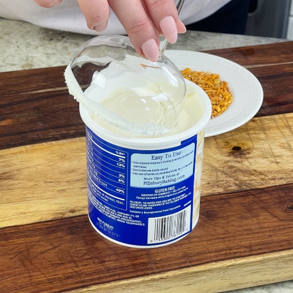 using canned frosting as a sticking agent