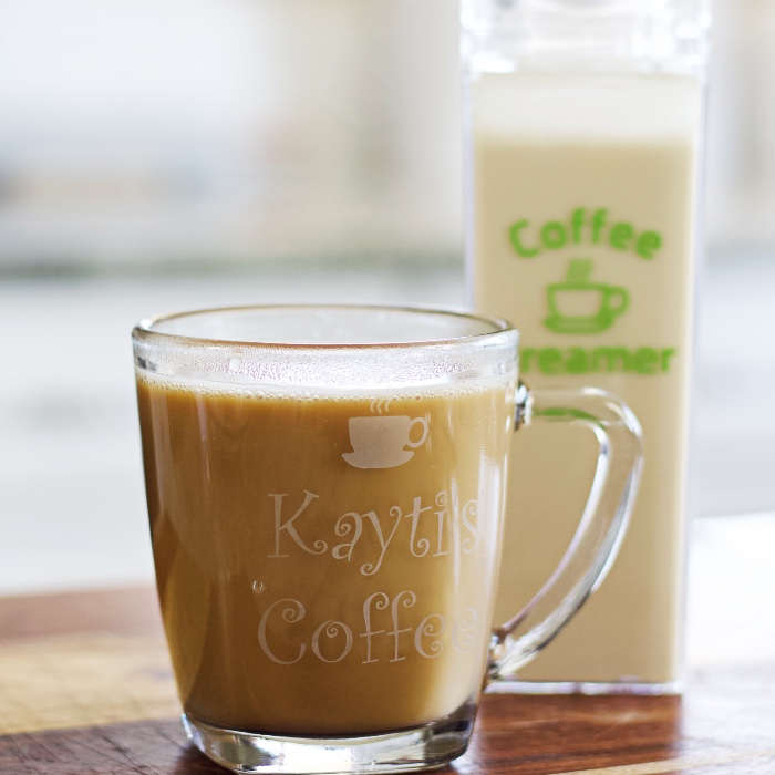 Homemade Coffee Creamer 4 homemade coffee creamer and cup of coffee with creamer