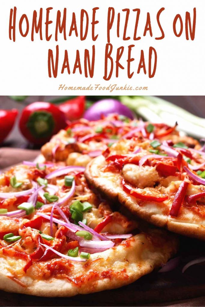 homemade pizzas on naan bread