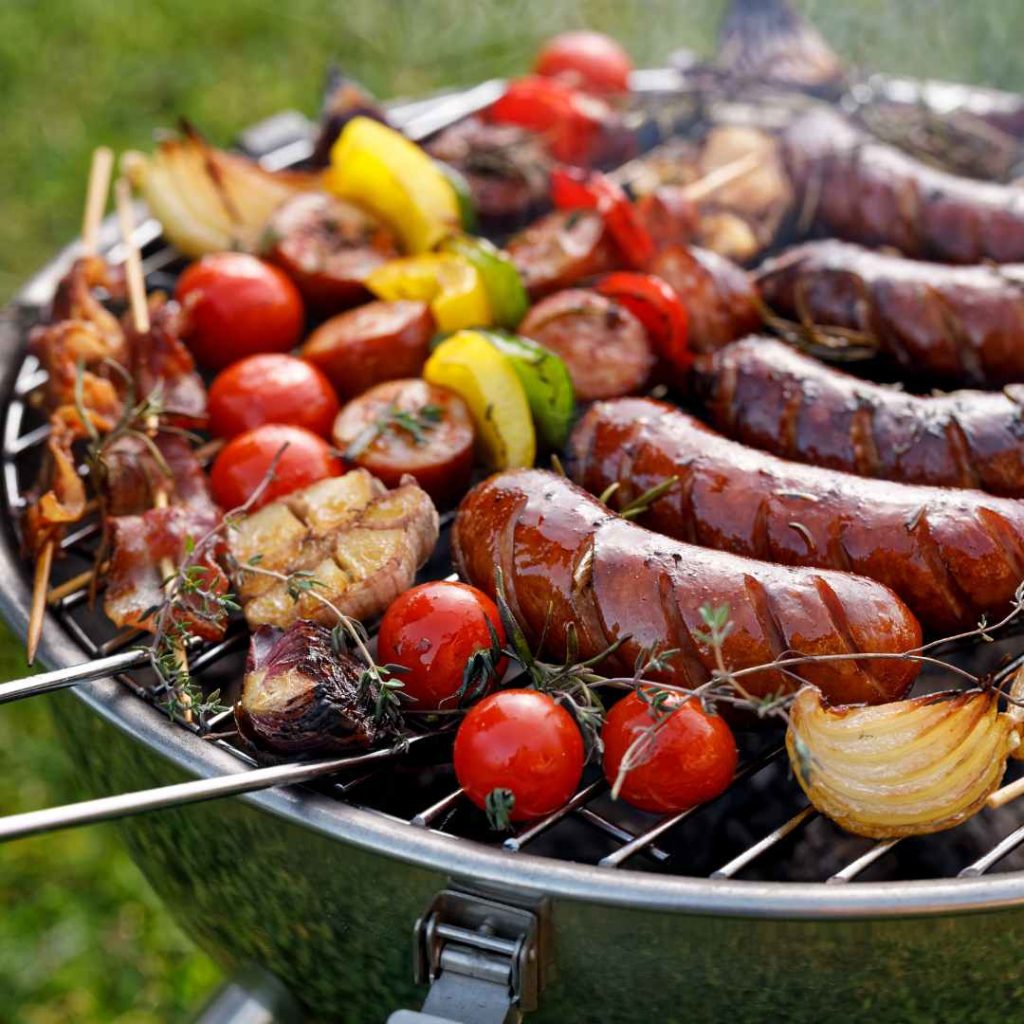 delicious grilled sausage  kabobs recipe can be made with a variety of sausage,veggies and fruits.