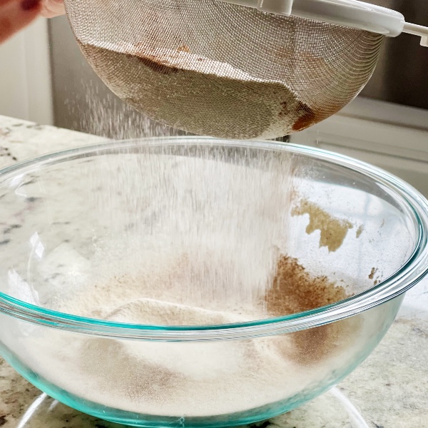 sifting dry ingredients