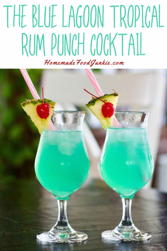 the blue lagoon tropical rum punch cocktail