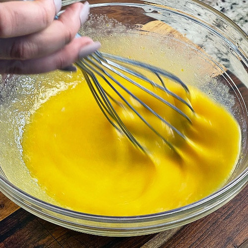whisking liquid ingredients