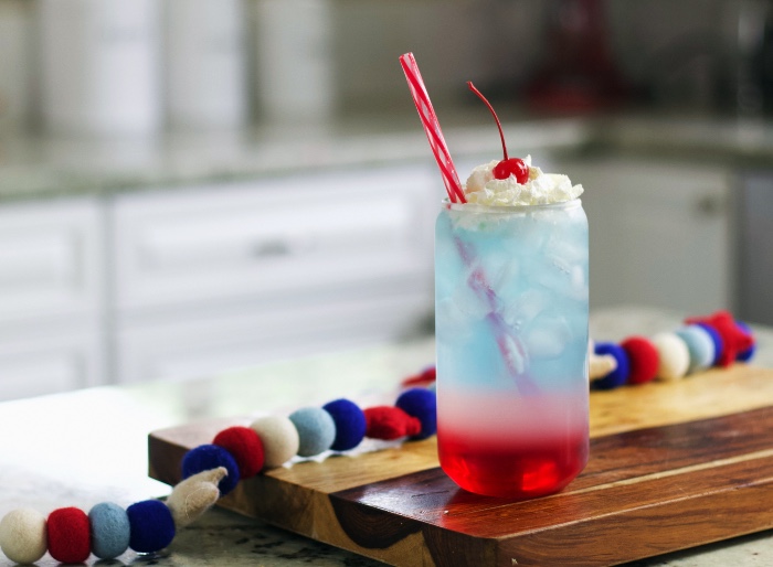 non alcoholic drink- red white and blue