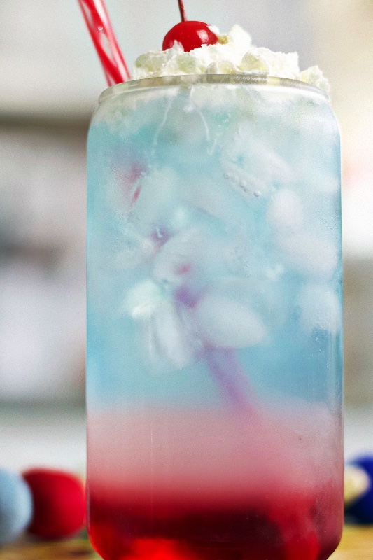 non alcoholic red white and blue drink