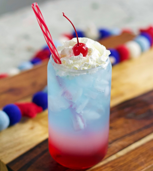 non alcoholic drink- red white and blue