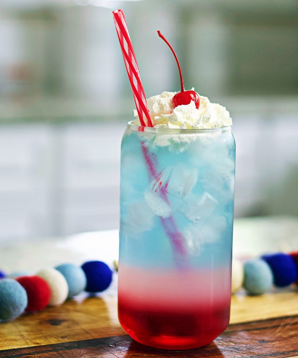 non alcoholic drink- red white and blue