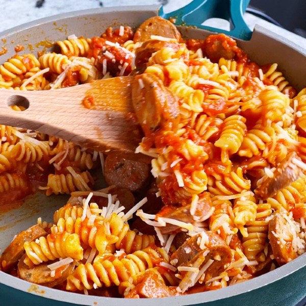 simple pasta sausage dinner