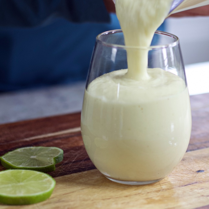 pouring a virgin pina colada
