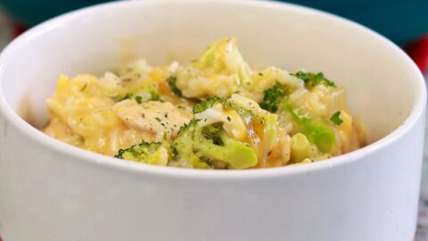 chicken dinner with broccoli and rice