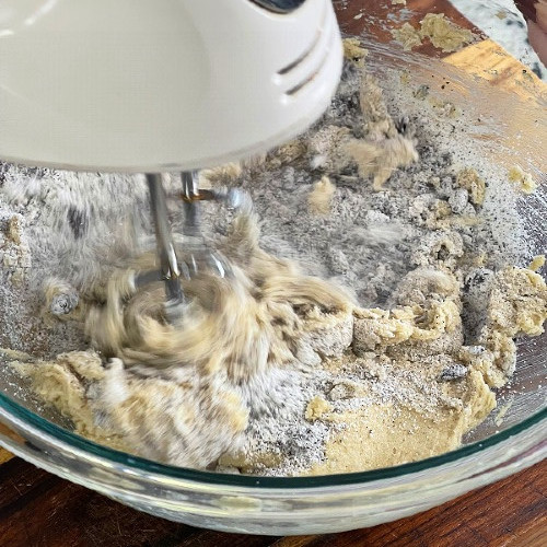 mixing up cookies and creme cookie dough