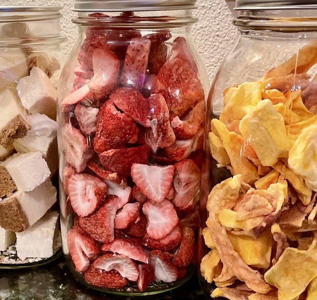 freeze dried snacks in canning jars