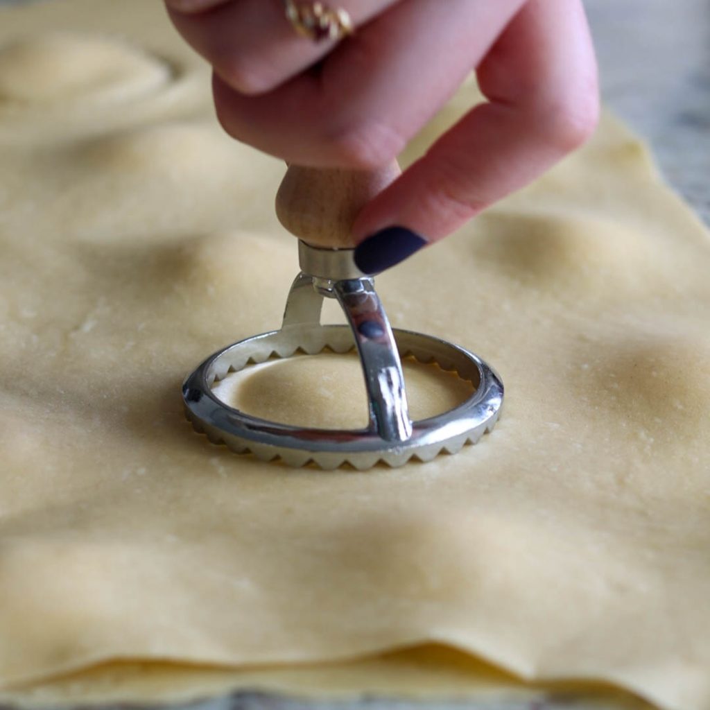 cutting sourdough ravioli 