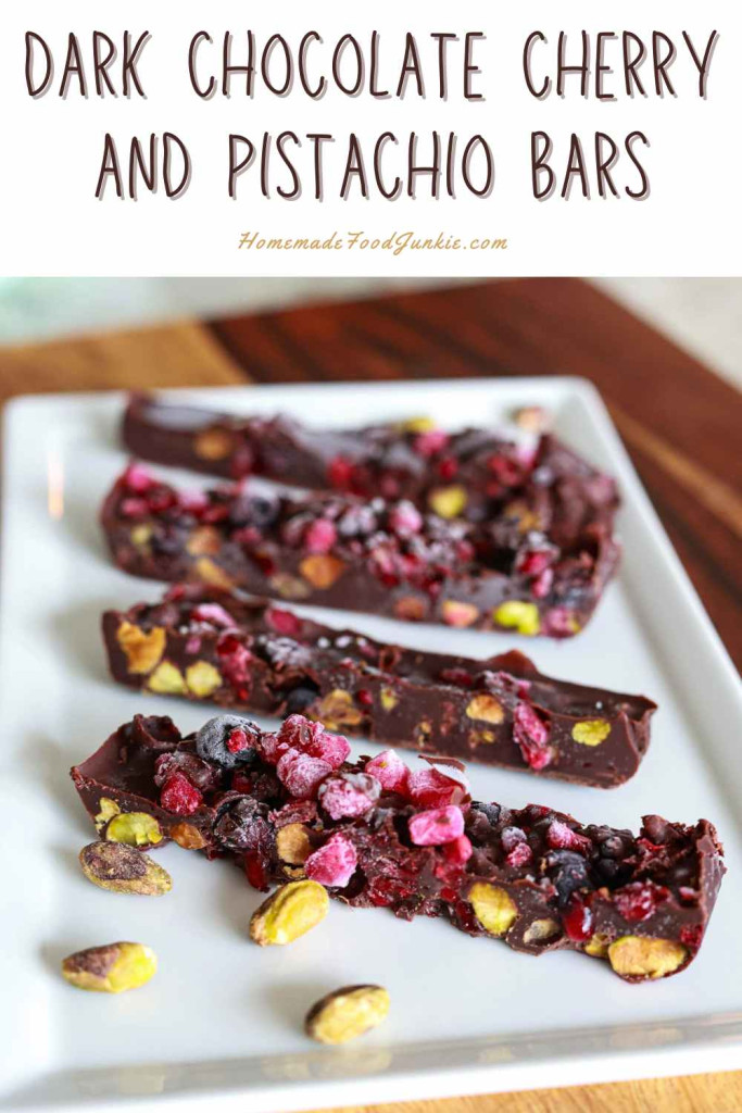 dark chocolate cherry and pistachio bars