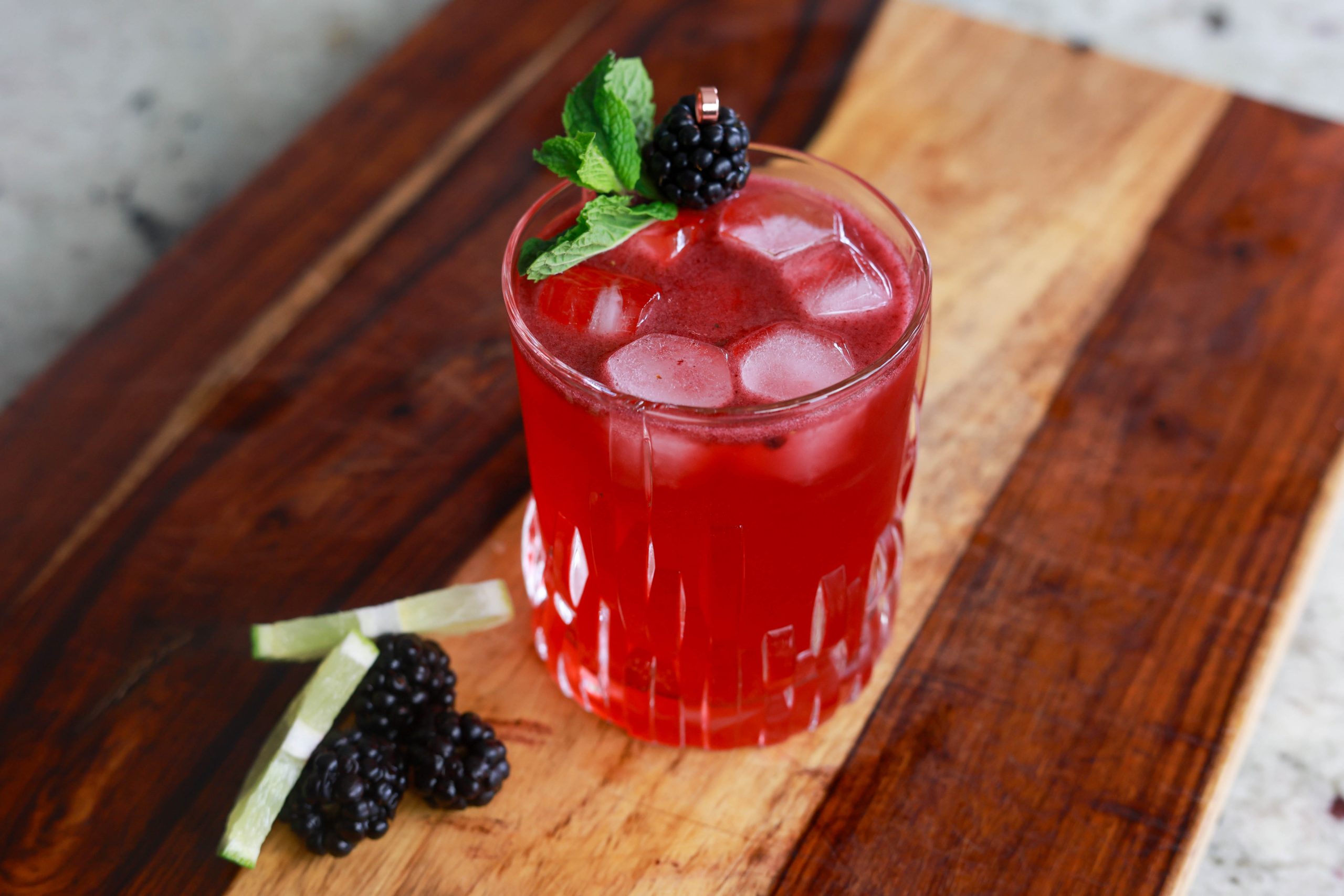 Blackberry lime refresher cocktail