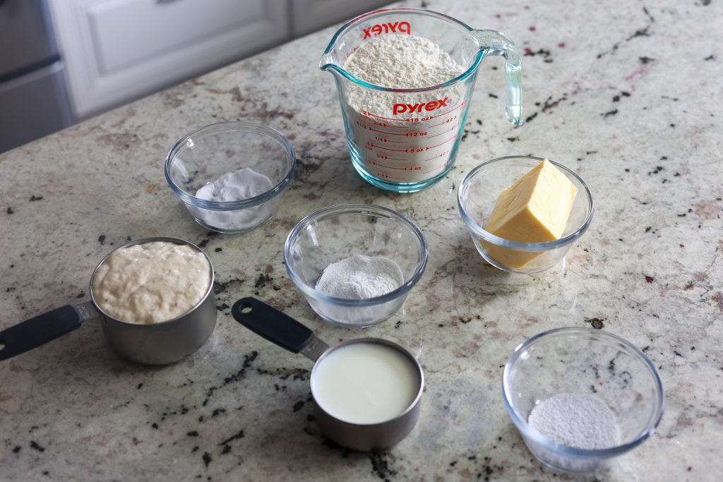 ingredients for sourdough biscuits