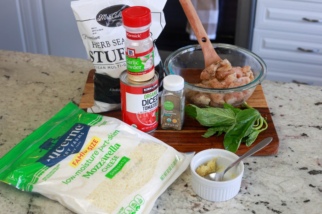 ingredients for chicken bruschetta casserole