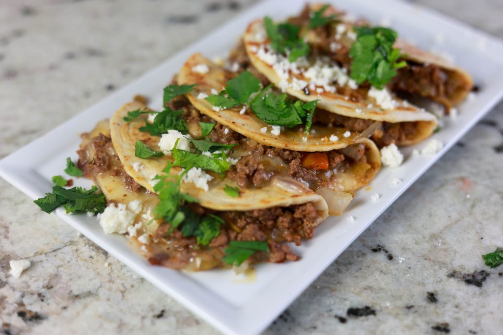 Blackstone ground beef tacos