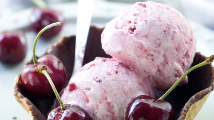 Dark Chocolate Cherry Custard Ice Cream