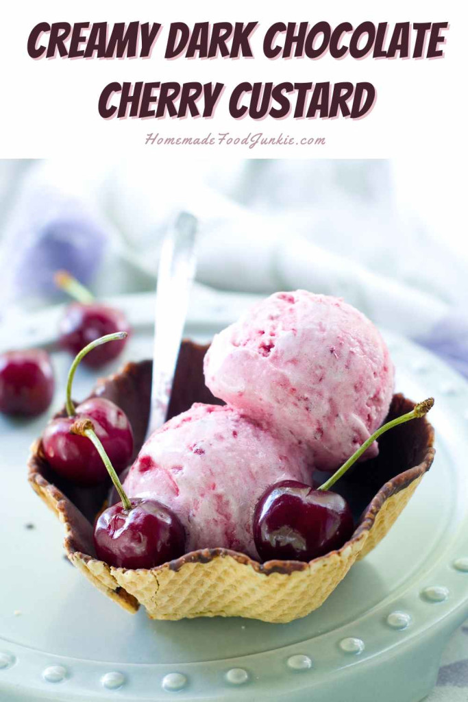 creamy dark chocolate cherry custard