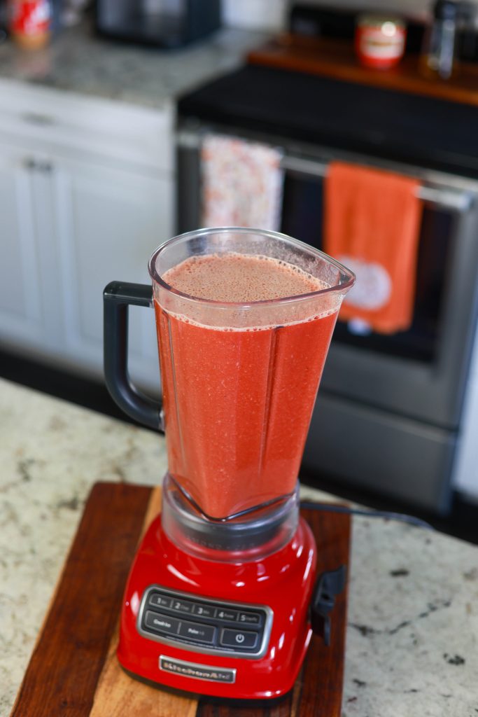 Best Large Batch Bloody Mary Mix Recipe for Brunch Parties 4 blending up bloody mary ingredients