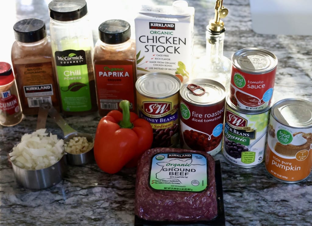 ingredients for pumpkin chili recipe