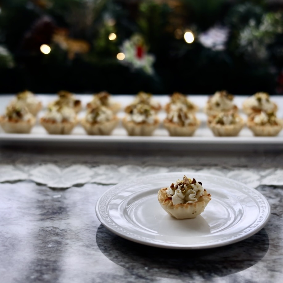 hot honey whipped Boursin Phyllo Cups