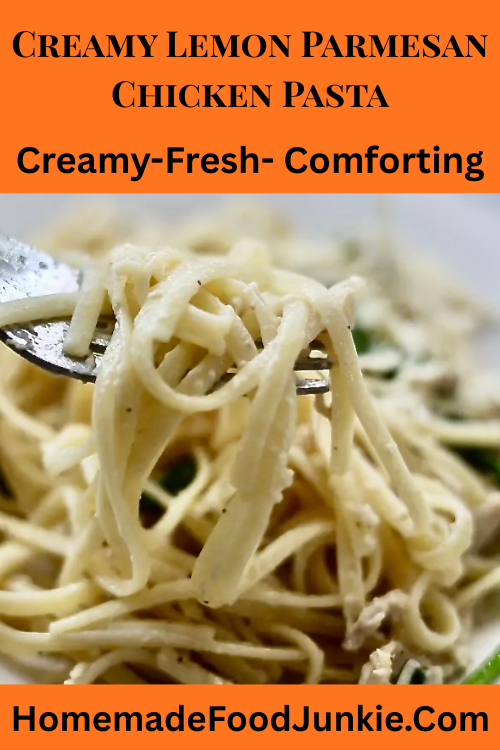 This Creamy Lemon Parmesan Chicken Pasta is a comforting yet fresh dinner made with tender chicken, pasta, bright lemon, and a rich parmesan sauce. An easy weeknight meal that comes together quickly and feels both cozy and light&mdash;perfect for busy nights when you still want big flavor.
