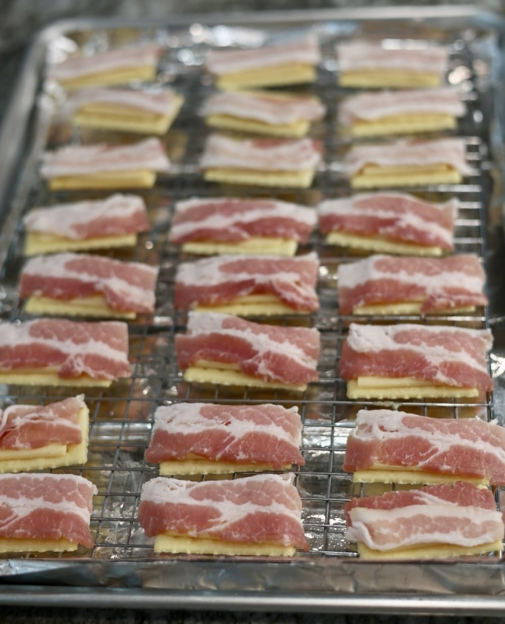 smoked gouda bacon crackers assembly