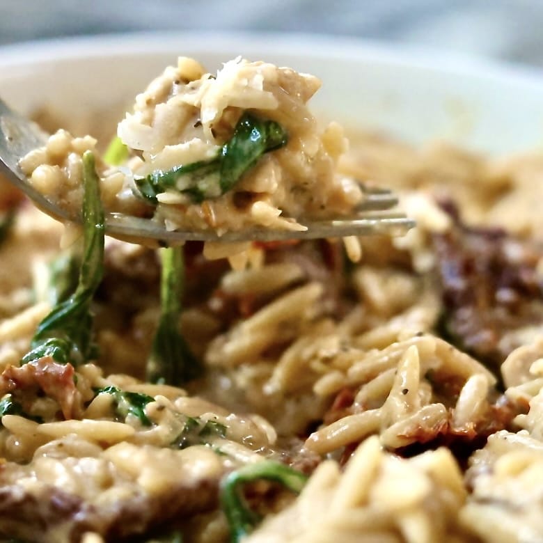 marry me chicken serves easily in a bowl or plate.